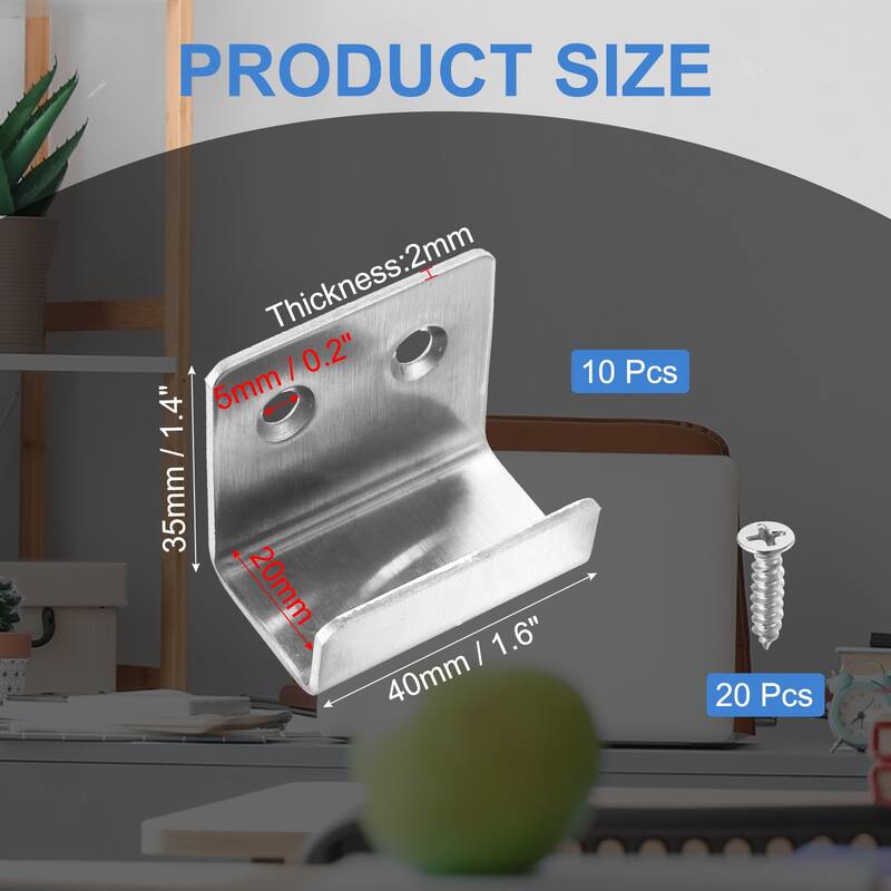 10 Pcs Stainless Steel Tile Hanger Tile Display Bracket - Silver - 20mm