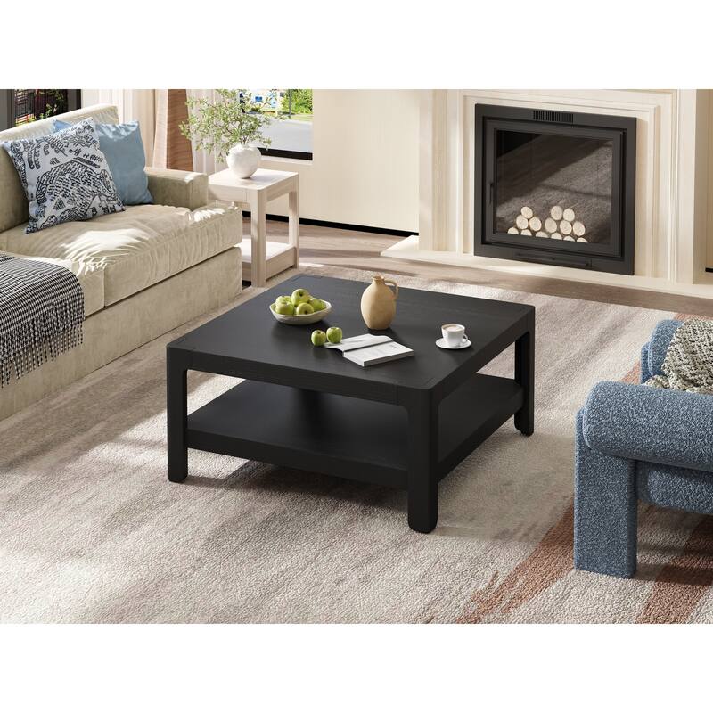 Modern Farmhouse Coffee Table with Soft Rounded Profile, Perfect for Living Room & Lounge