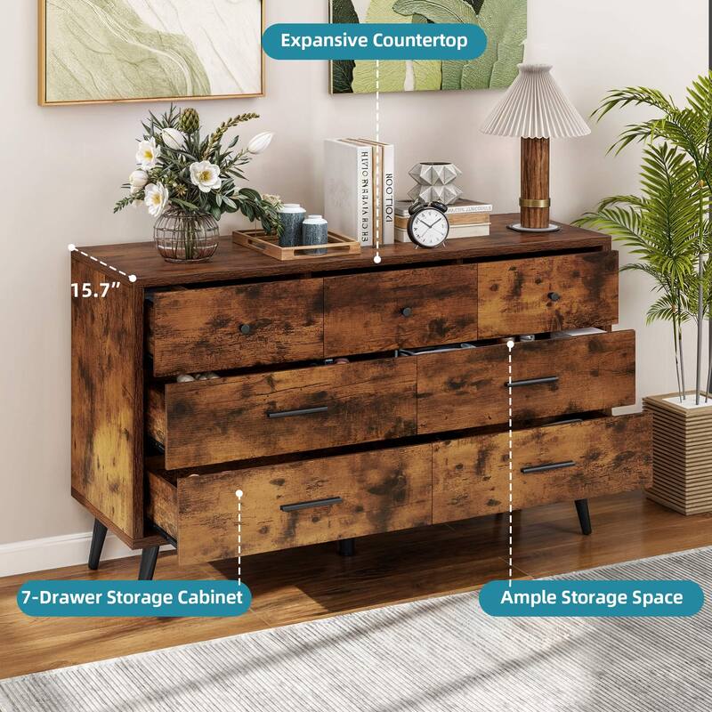 Moasis 47" W 6 Drawers Double Dresser for Bedroom, Chests of drawers
