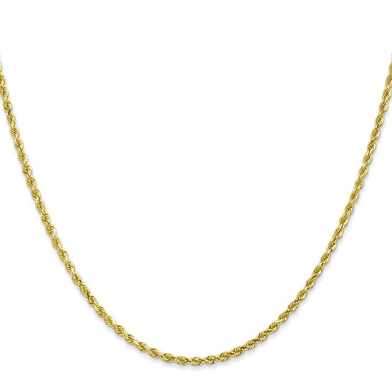 Curata 10k Yellow Gold Solid 7" 8" or 9" 2mm Diamond Cut Rope Chain Bracelet for men or women