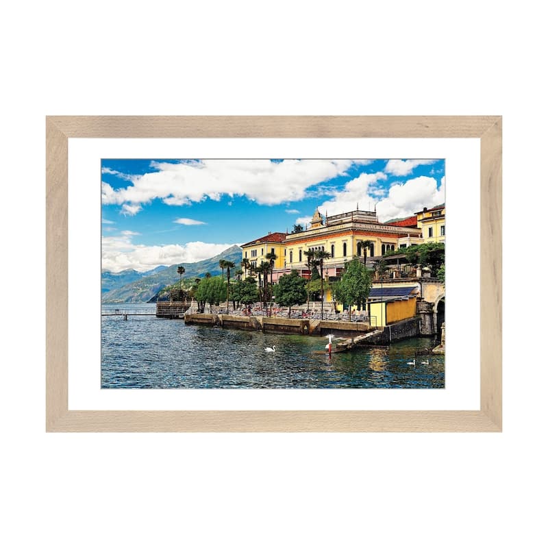 iCanvas "Lakeshore View With A Hotel, Grand Hotel Villa Serbelloni, Bellagio, Lake Como, Italy" by George Oze PFA - Natural - 16x24x1
