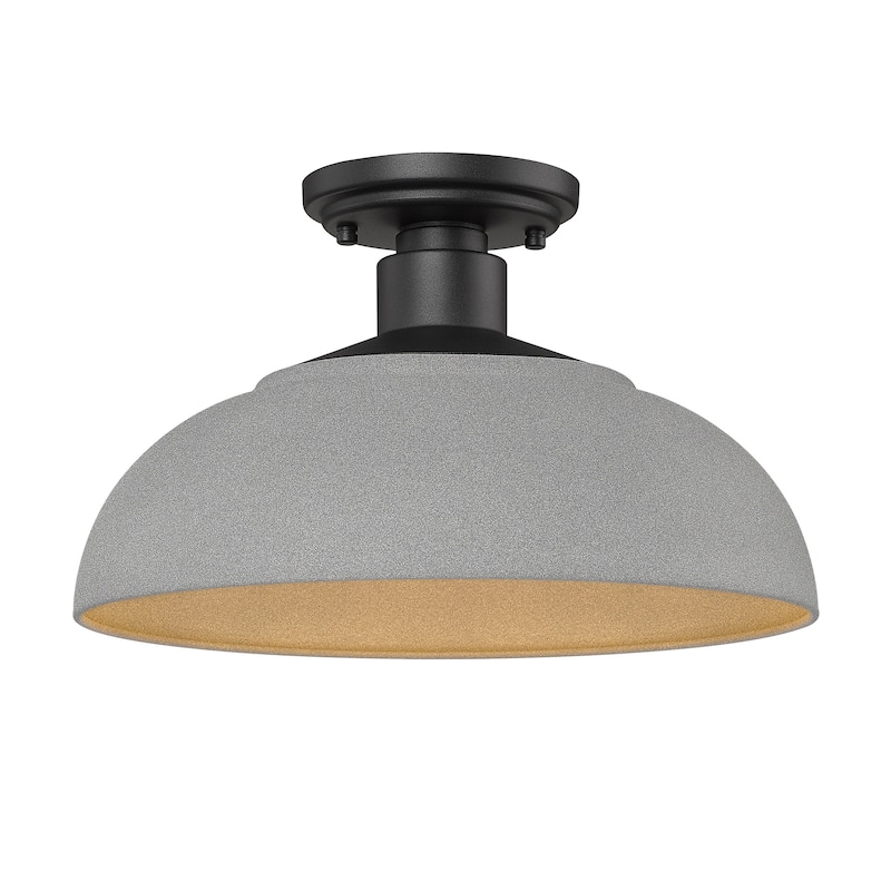 Levitt 13.625" Wide 1-Light Natural Black Outdoor Semi-flush