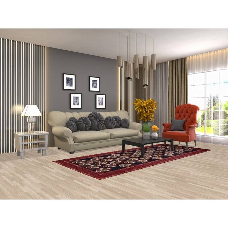 Navy Blue Balouch Persian Runner Rug Hand-Knotted Wool Carpet - 3'9" x 9'0"