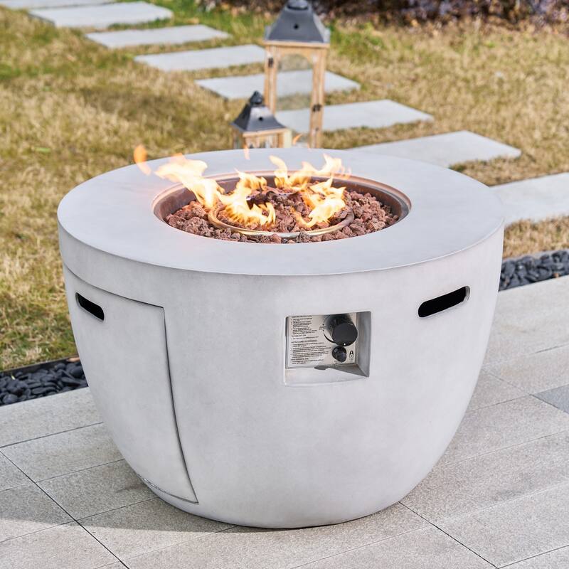 50,000 BTU Terrafab Multifunctional Composite Fire Pit Table - White - Propane