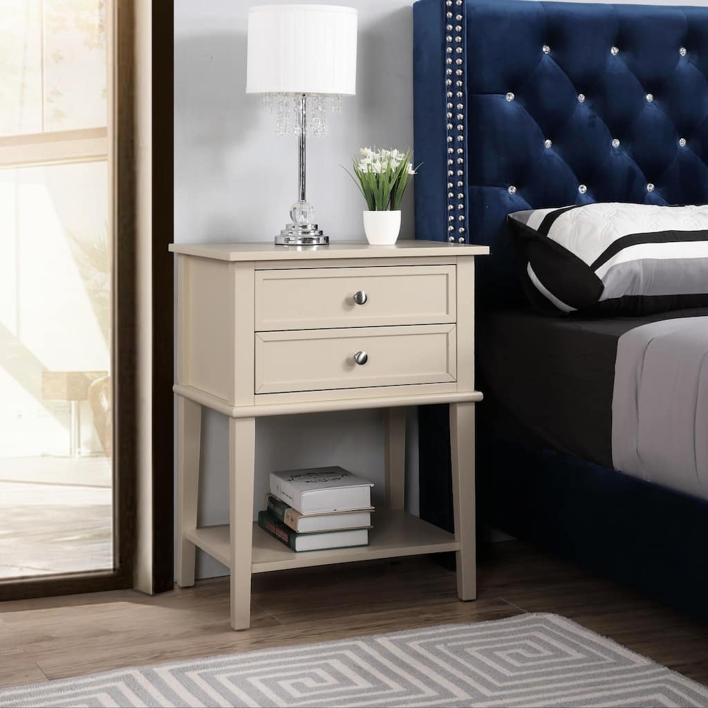 Beige Contemporary Nightstand with Open Shelf