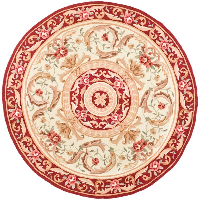 SAFAVIEH Handmade Easy Care Maribel Oriental Rug - 6' Round - Ivory/Burgundy - Round