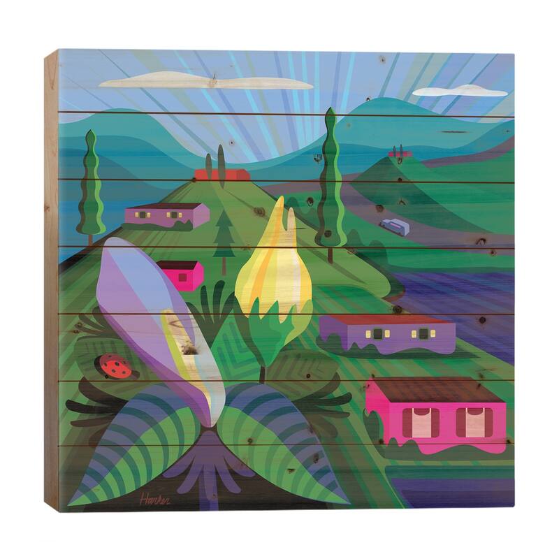 Lake Chapala Print On Wood by Charles Harker - Multi-Color - 26x26x1.5
