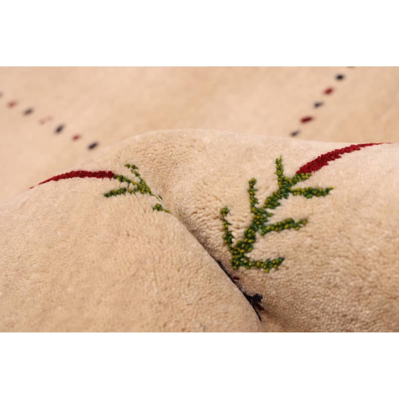 ECARPETGALLERY Hand Loomed Kashkuli Gabbeh Ivory Wool Rug - 5'0 x 7'10