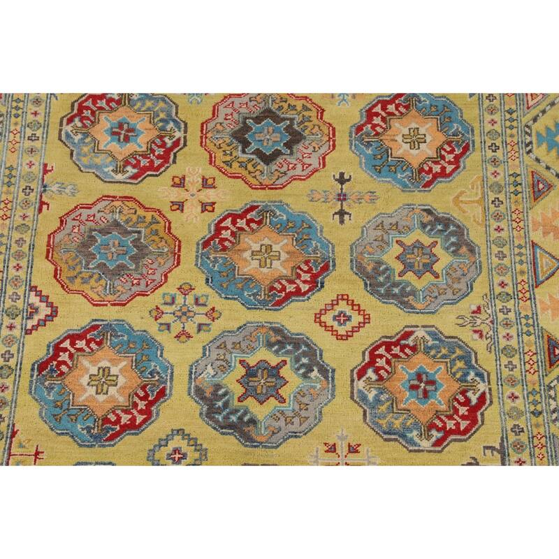 Yellow Kazak Oriental Area Rug Handmade Wool Carpet - 5'10" x 8'0"