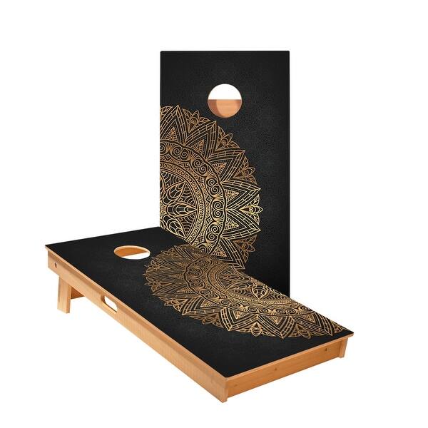 slide 2 of 5, Golden Mandala Cornhole Boards NO Bags - Add Board Lights