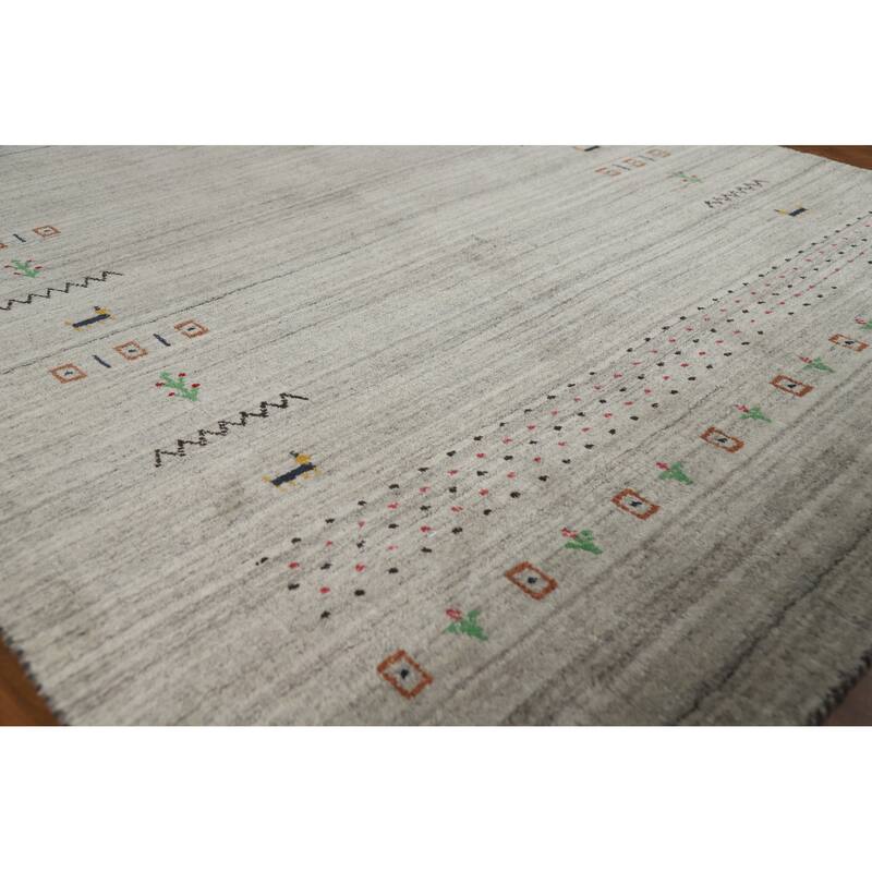Tribal Gabbeh Indian Area Rug Bedroom Grey Handmade Wool Carpet - 5'0" x 7'9" - 5'0" x 7'9" - Grey