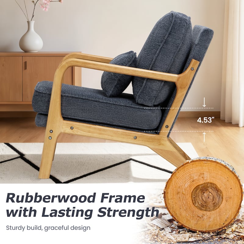 RENEWLINE Mid Century Modern Accent Chair with Lumbar Pillow