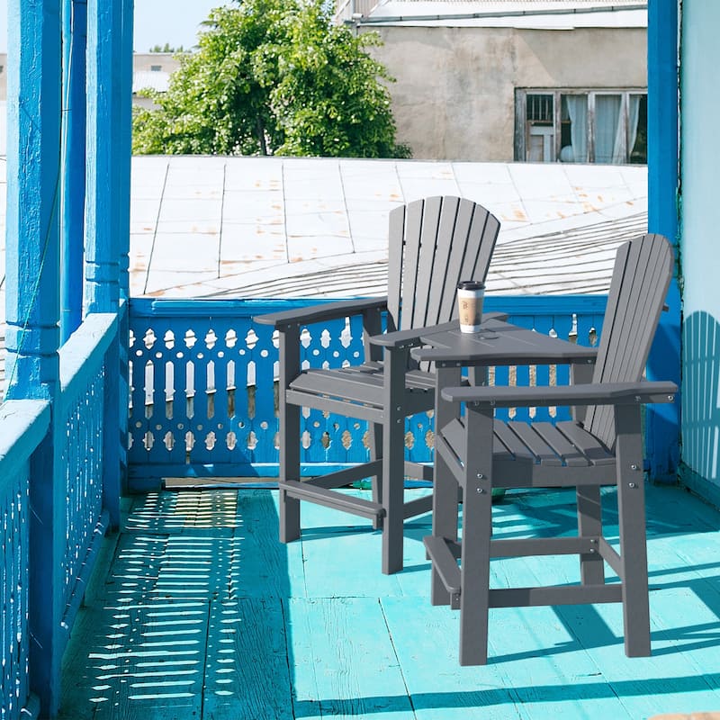Modern Outdoor Bar Stools Set of 2 or 4 - with Ergonomic Adirondack Design, Durable HDPE Construction & Weather-Resistant