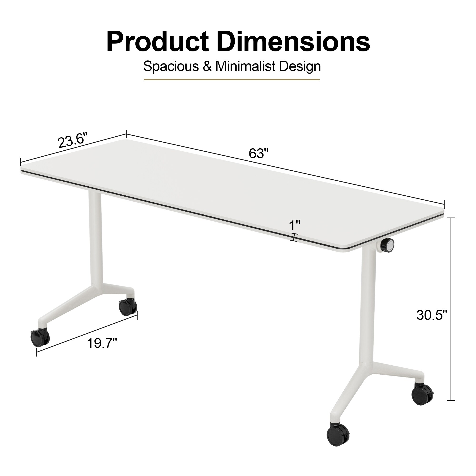 Effortless Folding Conference Table with Locking Wheels Space