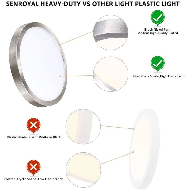 10 inch led flush mount light nickel kitchen light aluminum, glass ceiling light