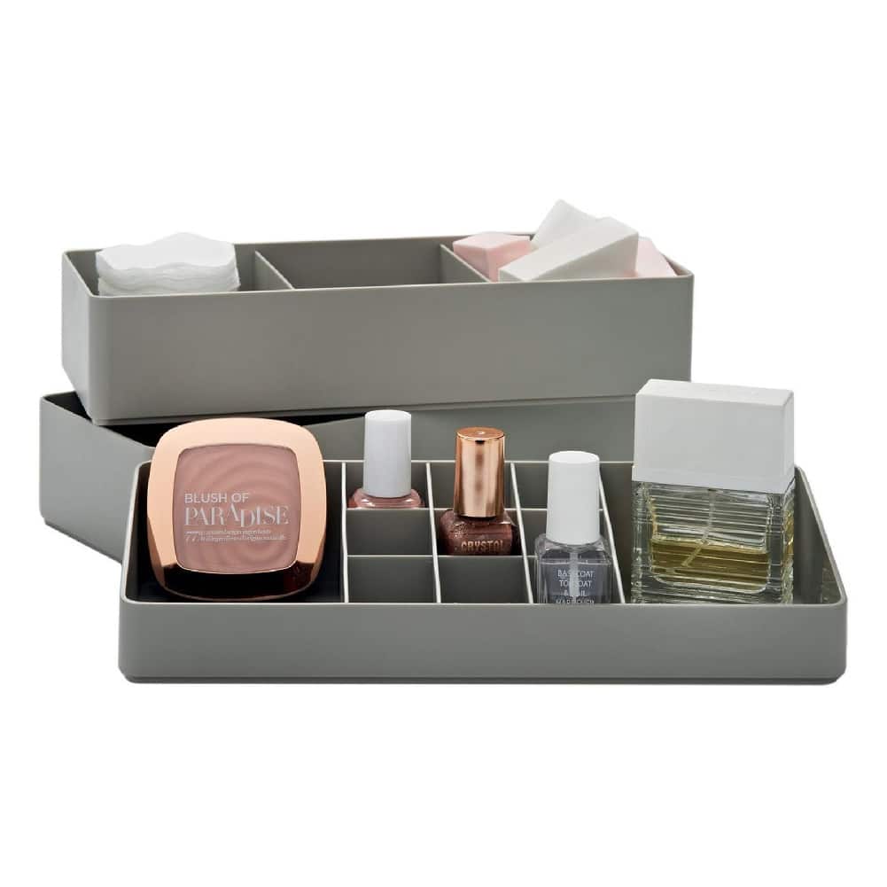 Deluxe Makeup/Cosmetic/Jewelry Organizer - Stacking Divided Tray Organization