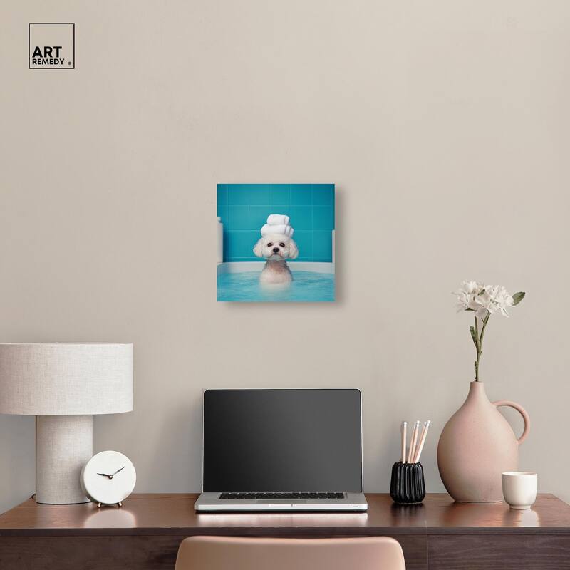 Fluff in the Tub Canvas by Art Remedy, Gallery Wrapped