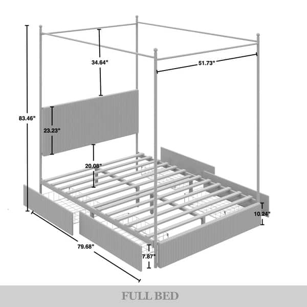 dimension image slide 1 of 2, CraftPorch Luxury Metal Canopy Bed