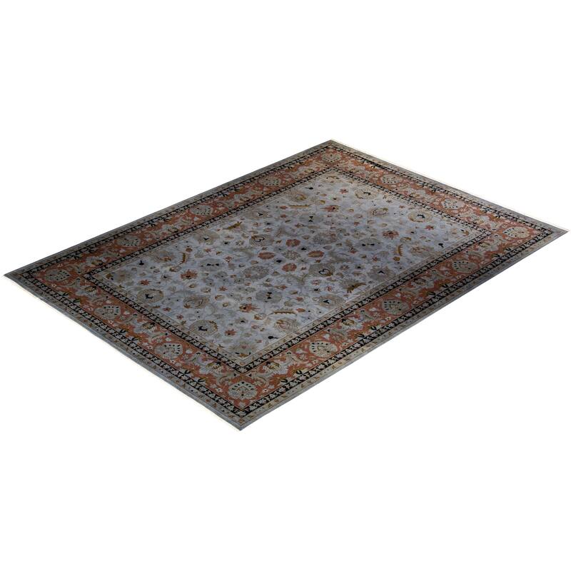 Overton Hand Knotted Wool Vintage Inspired Modern Contemporary Overdyed Gray Area Rug - 9' 1" x 12' 5"