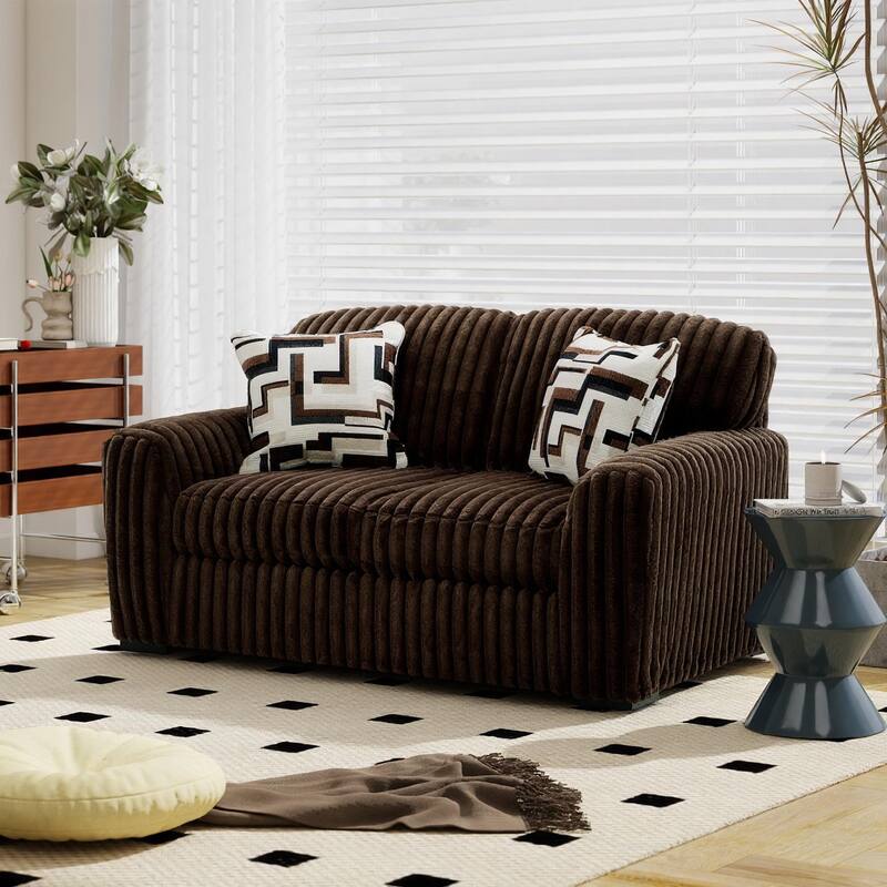Roundhill Furniture Solenne 2-Piece Living Room Set, Oversized Sofa and Loveseat with Jumbo Corduroy Upholstery