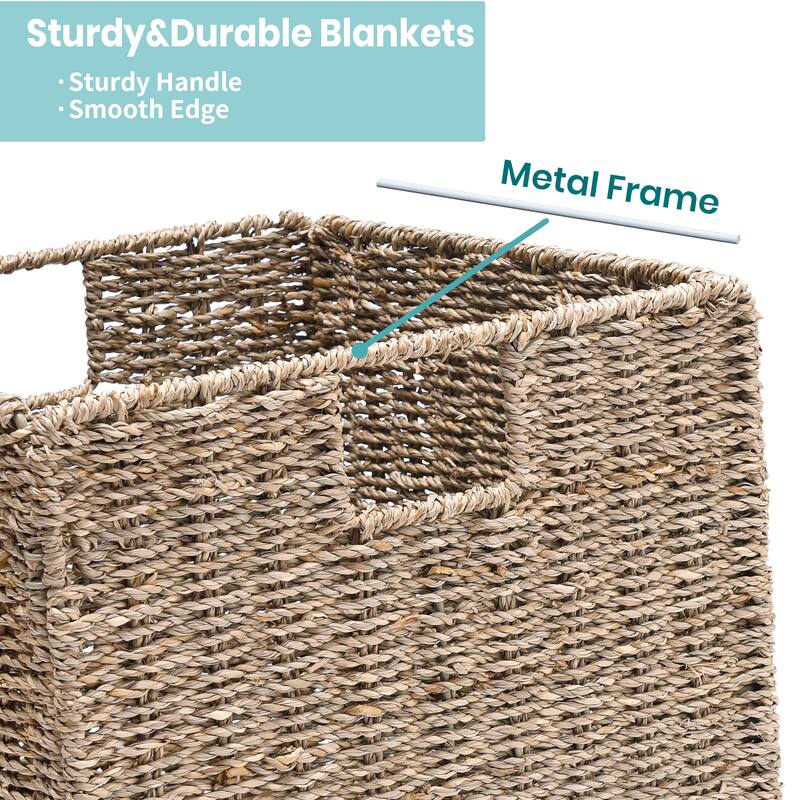 StorageWorks Seagrass Storage Basket Wicker Woven Storage Baskets with Liners (2-Pack)