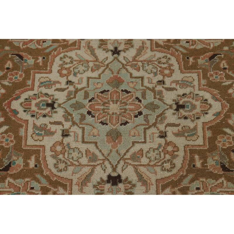 Traditional Kashan Persian Vintage Area Rug Hand-Knotted Wool Carpet - 9'7" x 13'1"