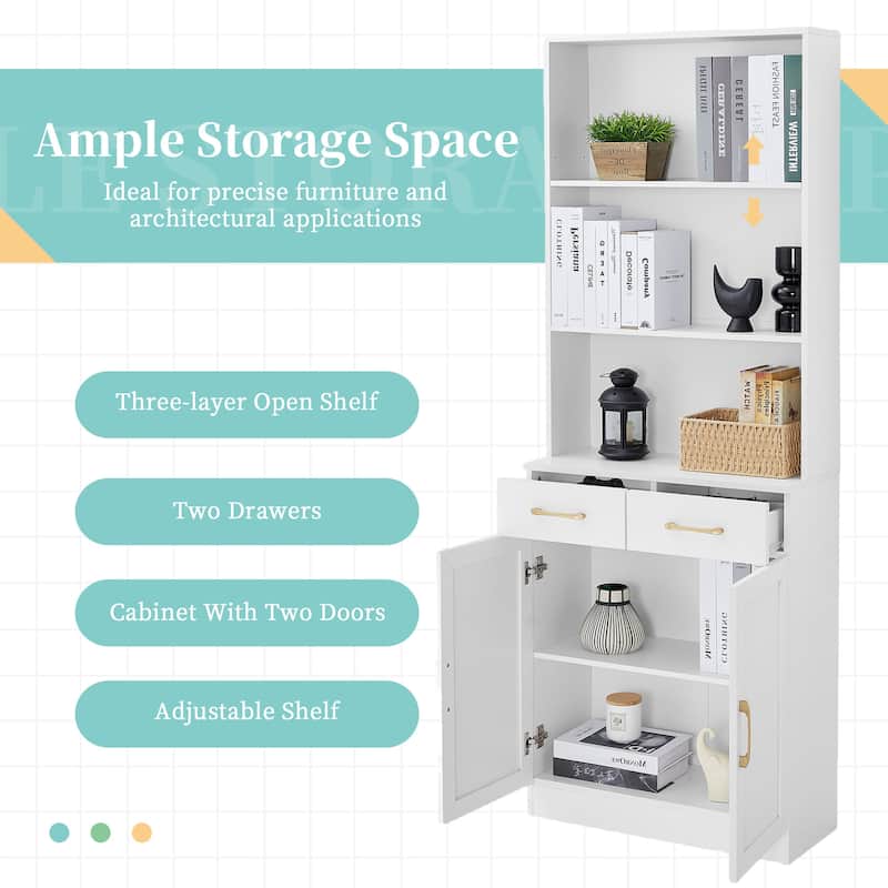 Freestanding Kitchen Pantry Cabinet Storage Cabinet with Adjustable Shelf, Tall Bathroom Cabinet with Anti-Tip