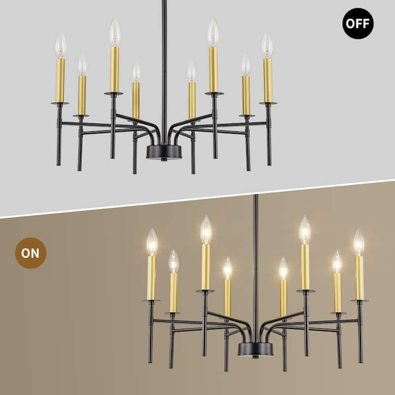 Starsky 8-Light 27'' Traditional Classic Candle Farmhouse Chandelier