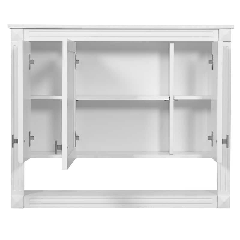 35"Bathroom Wall Cabinet with Mirror, Wall Mounted Medicine Cabinet with Open Shelf, Mirrored Door Over Toilet Storage Cabinet