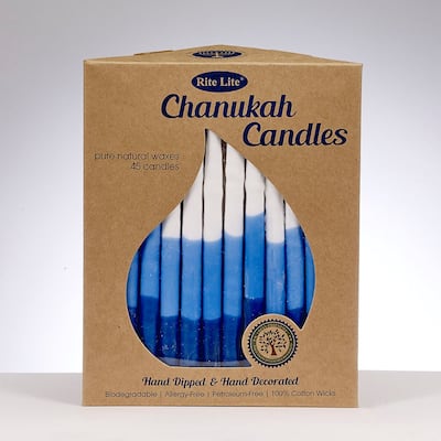 Premium Menorah Hanukkah Candles - 5.25" - Blue and White - 45ct