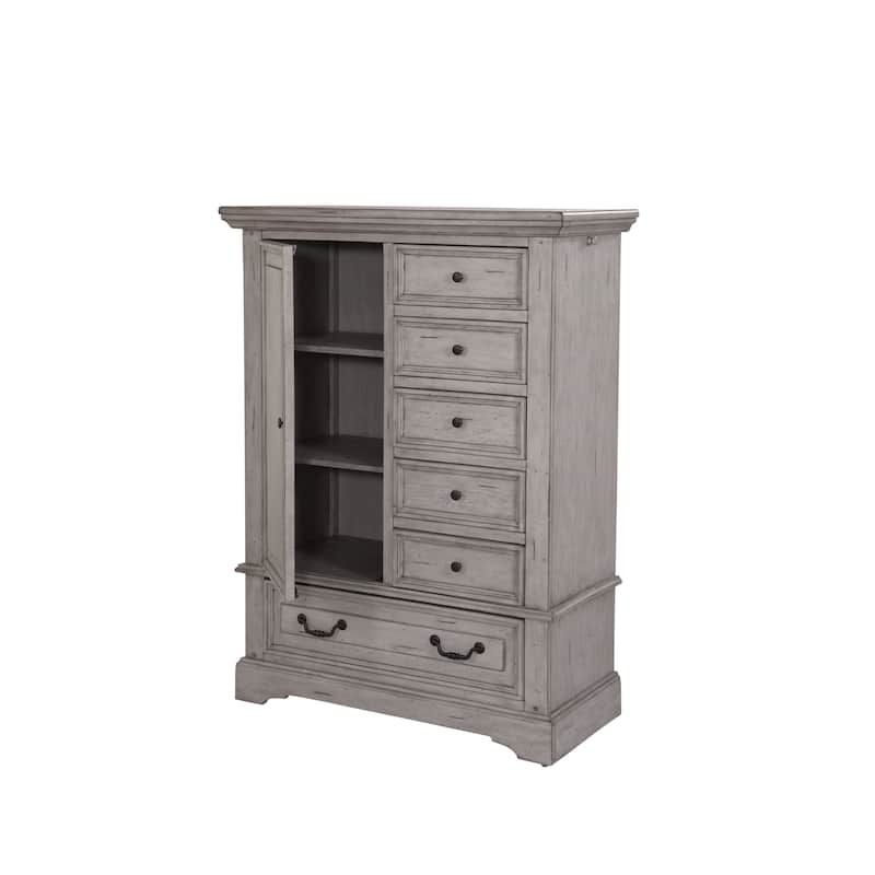 Lakewood Antique Finish Gentleman's Drawer Chest - Distressed Antique Grey