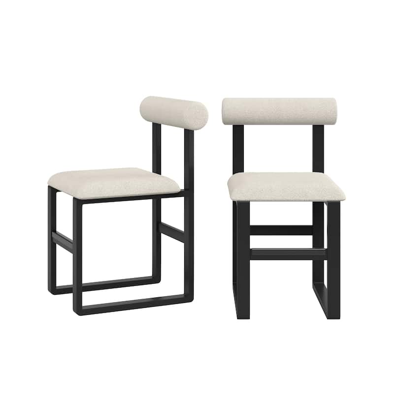 Corvus Caen Teddy Fabric Bar Stools with Wood Legs (Set of 2) - White