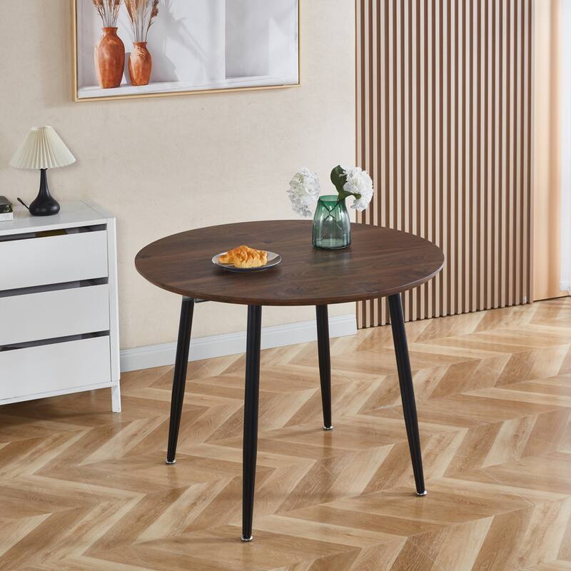 Extensible Oval Dining Table for 4-6 Person, Multi-functional Office Dining Table, Kitchen Table with MDF Top & Metal legs