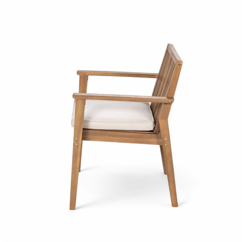 Patio Dining Chair Set of 2 - Sturdy Acacia Wood, Comfortable Waterproof Seating, 400 lbs Capacity, Brown Color Frame