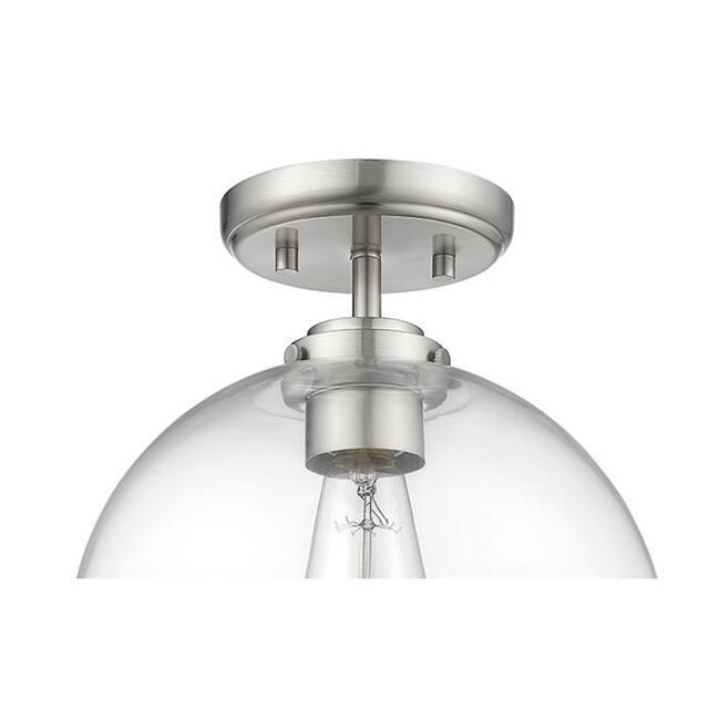 1 Light Mini Bubble Glass Semi-Flush Light in Nickel