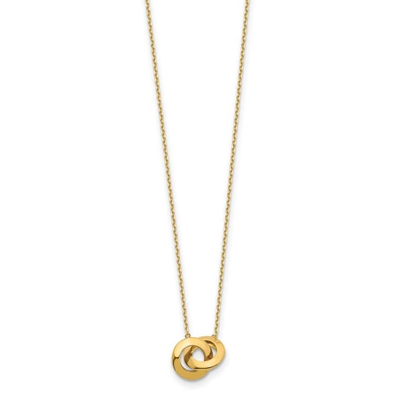 Curata 14k Yellow Gold Polished 9mm Intertwined Circle Necklace, 16"