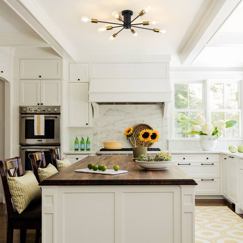 8-Light Modern Semi Flush Mount Sputnik Ceiling Light for Kitchen Bedroom Dining Room