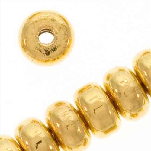 22K Gold Plated Thick Heishe Spacers Beads 4.5mm x 2.5mm (144). Opens flyout.