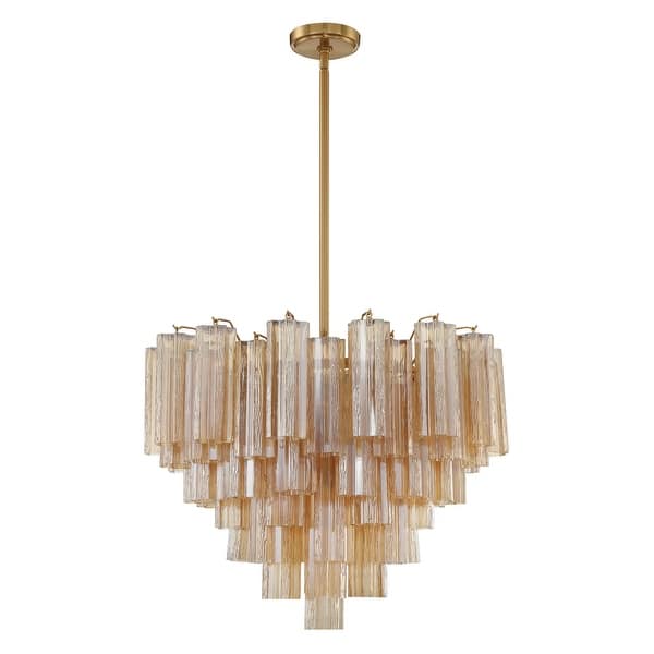 slide 2 of 7, Addis 12 Light Aged Brass Chandelier - 26.75"W x 21.5"H x 26.75"D