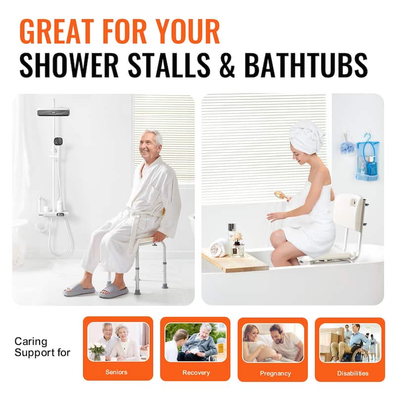 Shower Chair Shower Seat with Back for Elderly Disabled Handicap - 350 LBS 6 height