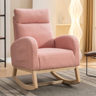 Teddy Fabric Rocking Chair With Right Pocket
