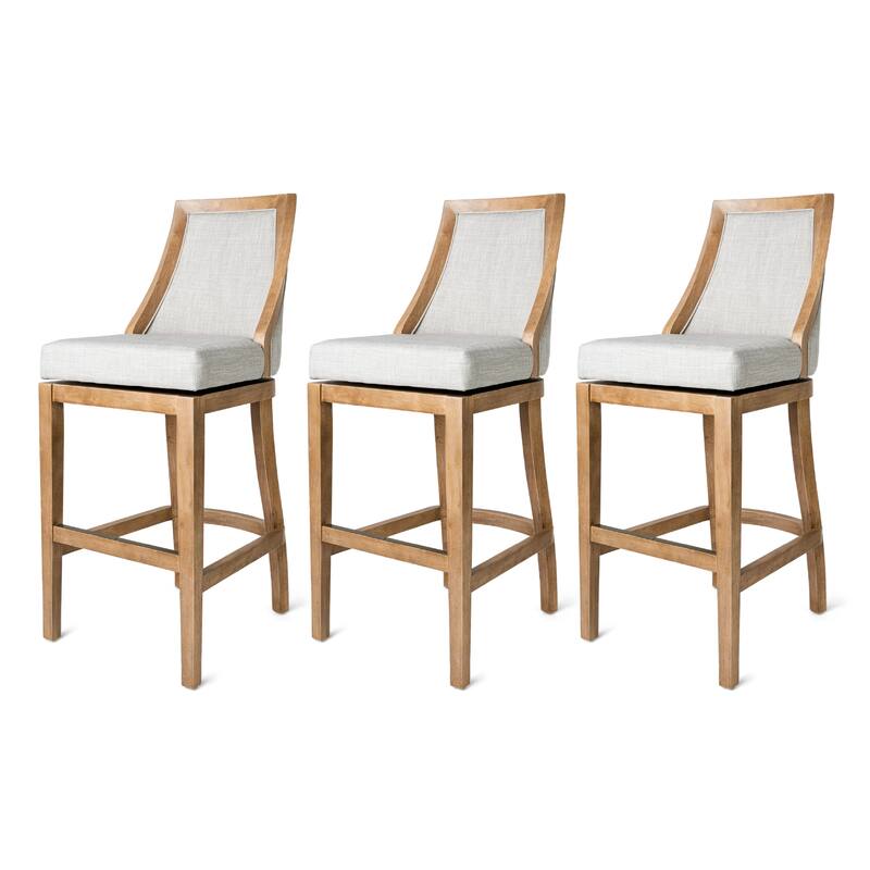 Maven Lane Vienna Swivel Kitchen Stool - Set of 3 - Weathered Oak - Bar Height