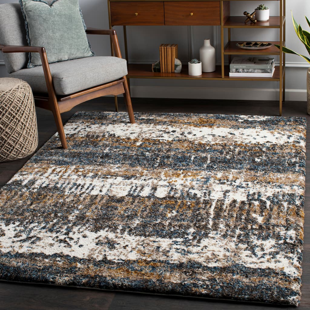 Livabliss Cathal Abstract Stripe Shag Area Rug