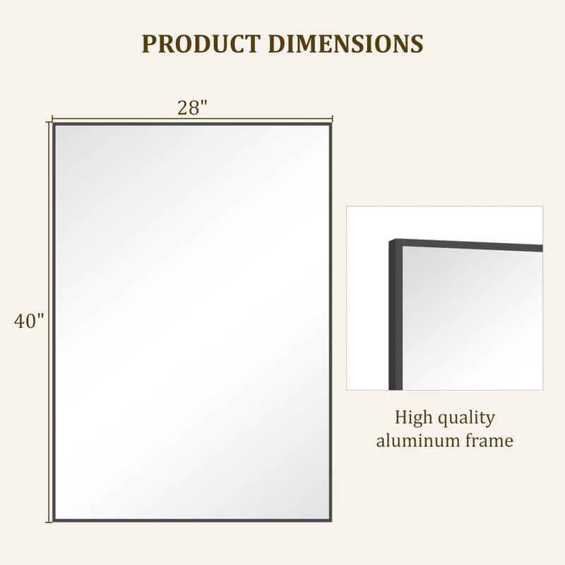 Black Modern Aluminum Square Mirror for Living Room