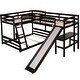 preview thumbnail 7 of 7, Espresso Twin Over Full Solid Pine Bunk Bed with Loft Bed, Desk, Slide