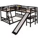 preview thumbnail 7 of 7, Espresso Twin over Full Bunk Bed with Twin Size Loft Bed with Desk and Slide, Full-Length Guardrail
