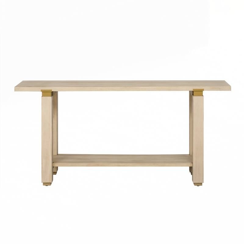 Solid Wood Entryway Sofa Table with Metal Accents