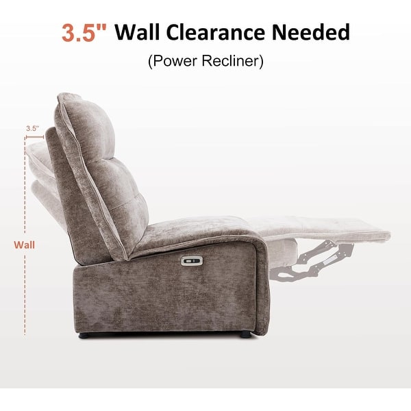dimension image slide 9 of 10, MCombo Armless Power Recliner Chair with USB Ports, 3.5" Wall Clearance Electric Reclining Sofa Chair for Living Room, ALR01