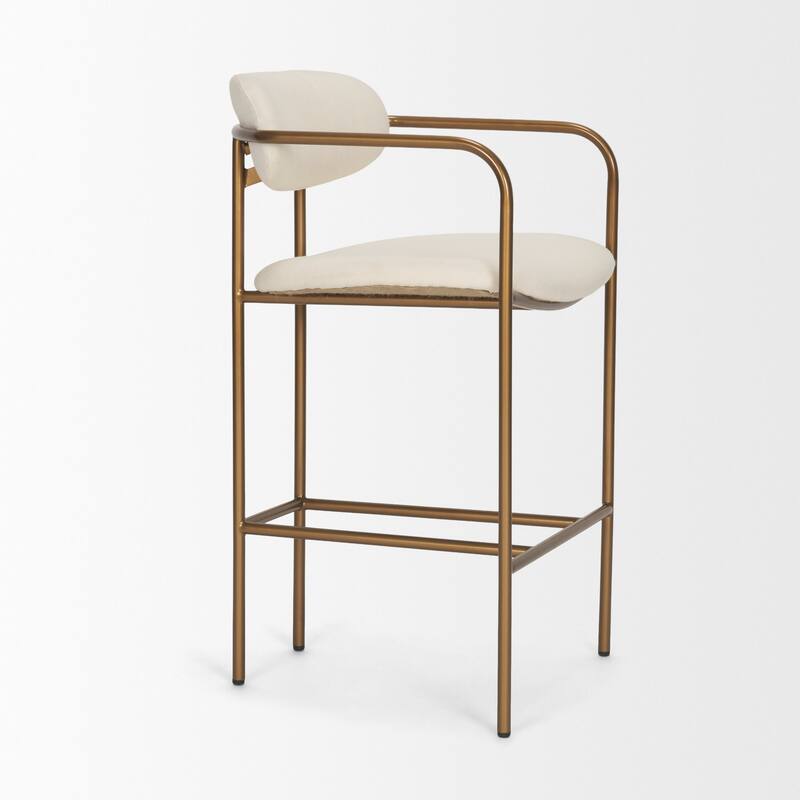 Parker Cream Fabric Seat Gold Metal Counter Stool - 21.3L x 21.5W x 36.5H