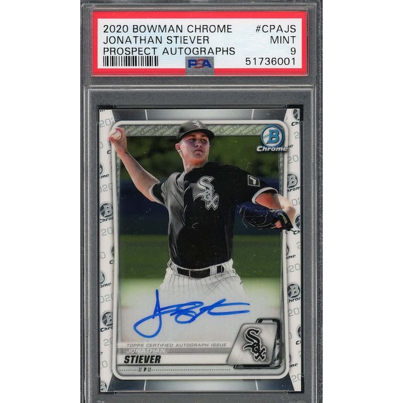 Jonathan Stiever 2020 Bowman Chrome Prospect Auto Rookie Card #CPAJS PSA 9 - 8'6" x 11'6"